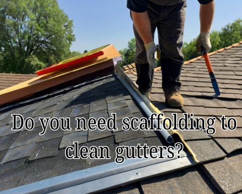 gutter cleaning job undergoing