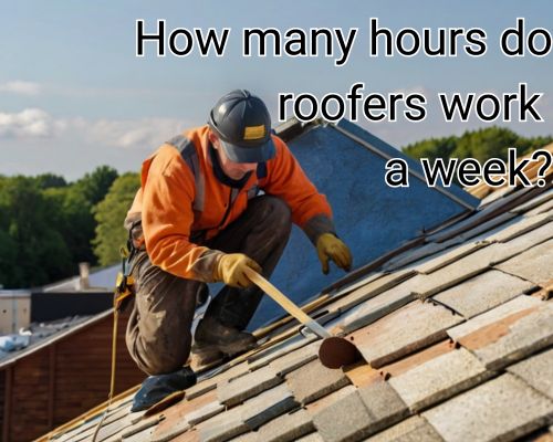 Roofer secures tiles under the hot sun.