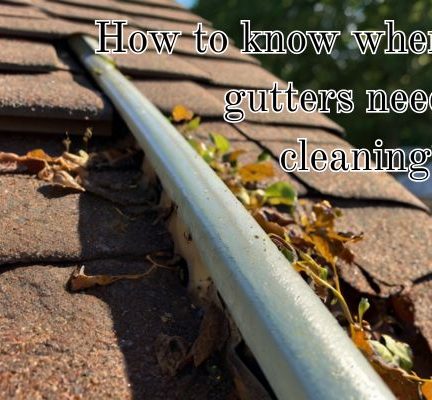 Clogged gutter with muddy debris.